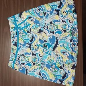 Clothing Co. By Notations Blue Paisley Skirt w Front Bow XL *Flaw